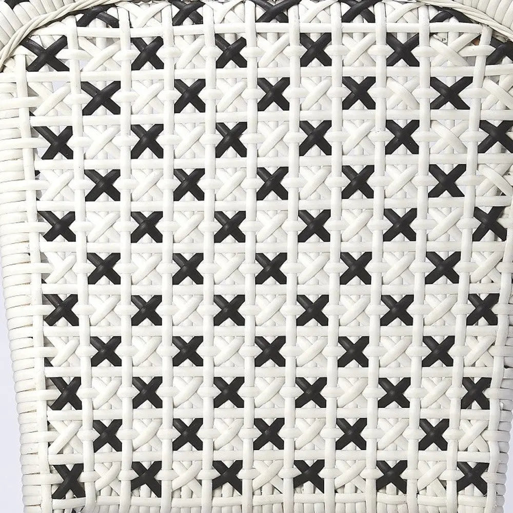 White And Brown Faux Rattan Dining Chair Homeroots Outdoor