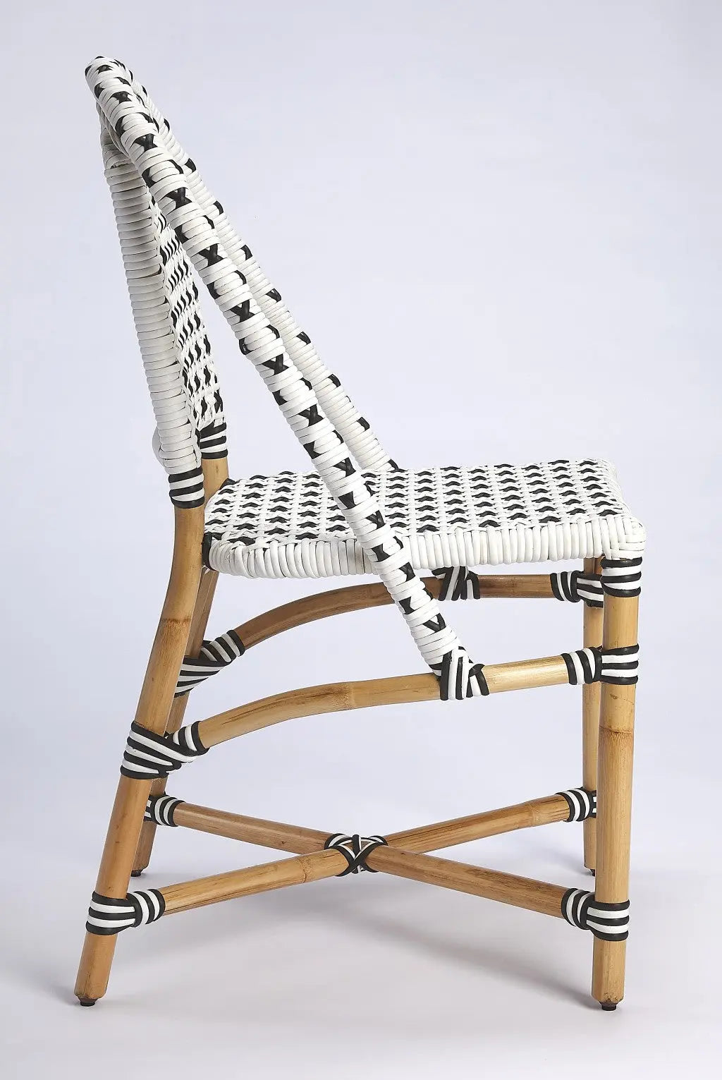 White And Brown Faux Rattan Dining Chair Homeroots Outdoor