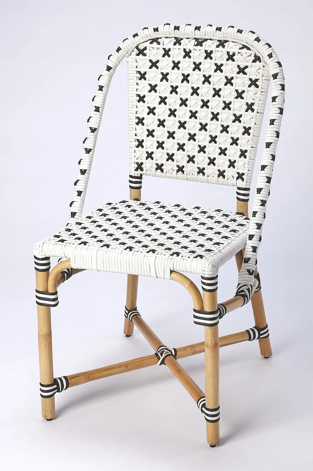 White And Brown Faux Rattan Dining Chair Homeroots Outdoor