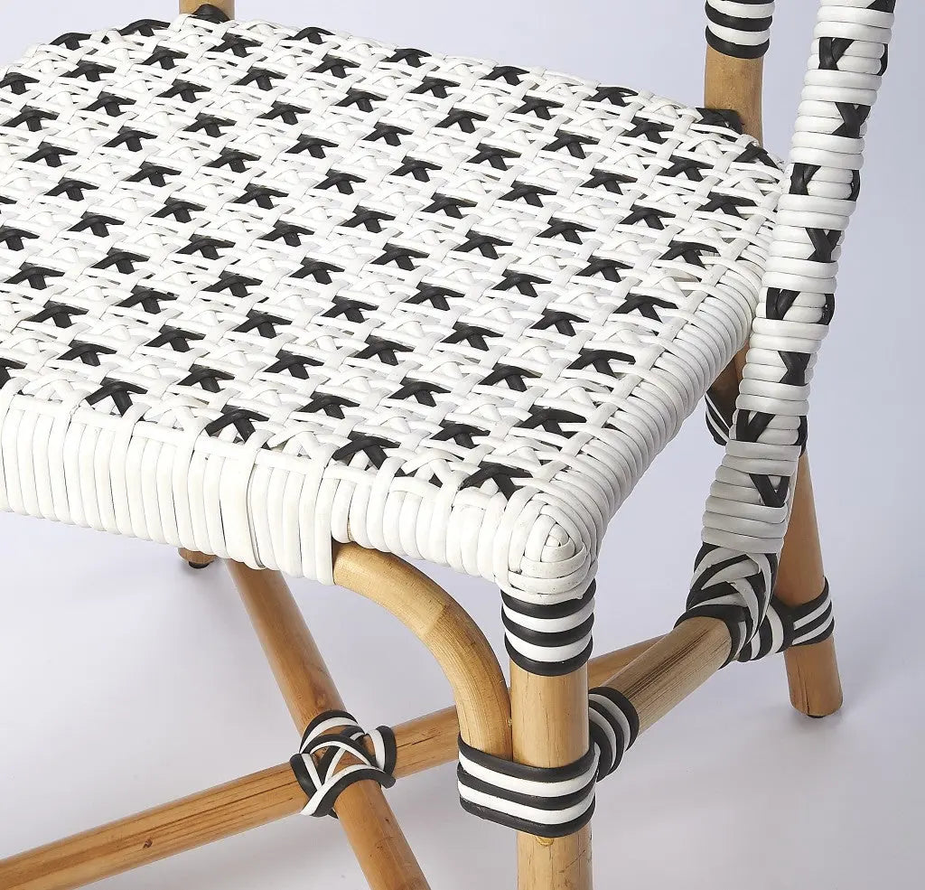 White And Brown Faux Rattan Dining Chair Homeroots Outdoor
