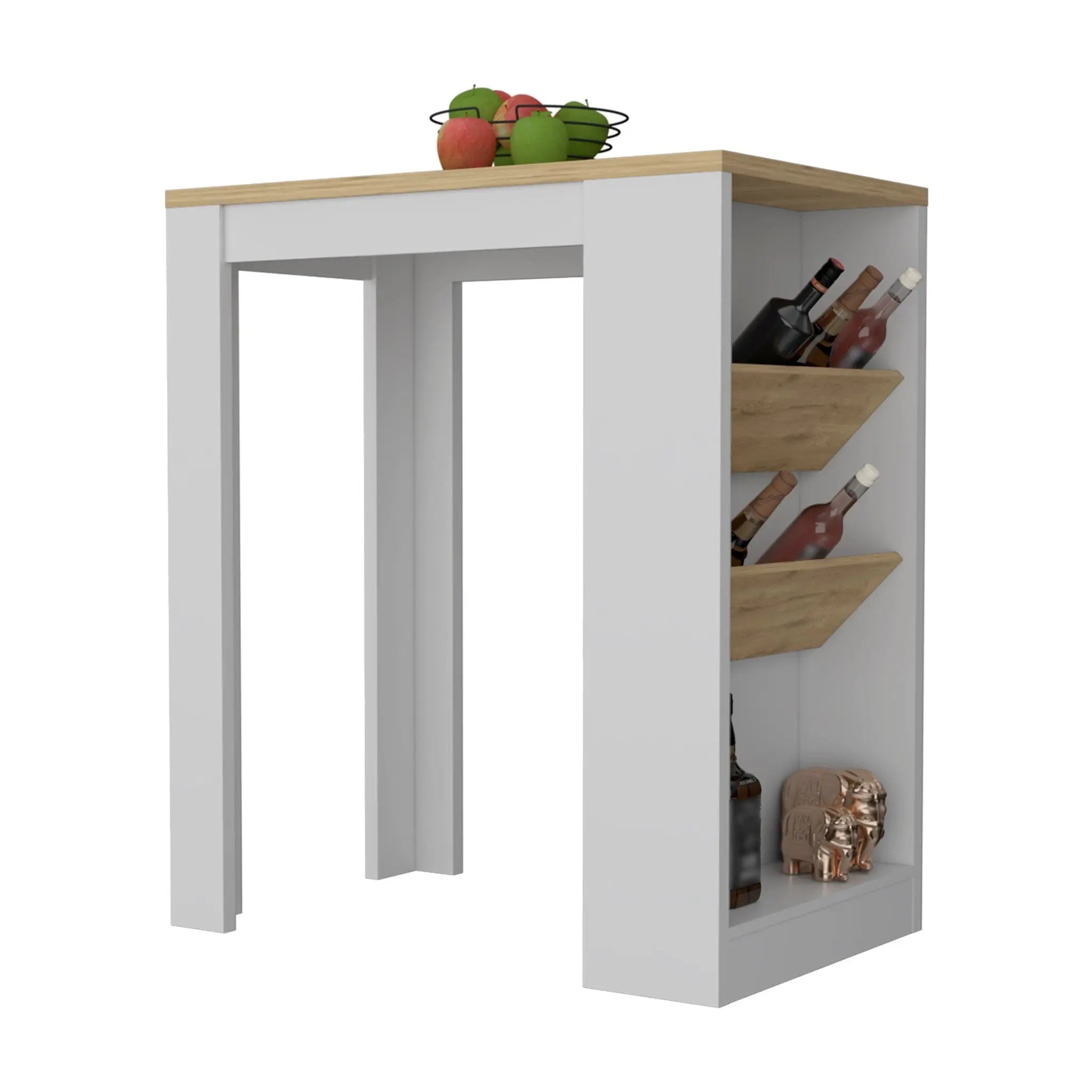 White And Natural 36" Kitchen Island With Storage Homeroots Kitchen & Dining