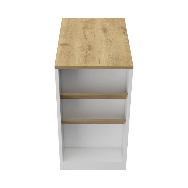 White And Natural 36" Kitchen Island With Storage Homeroots Kitchen & Dining