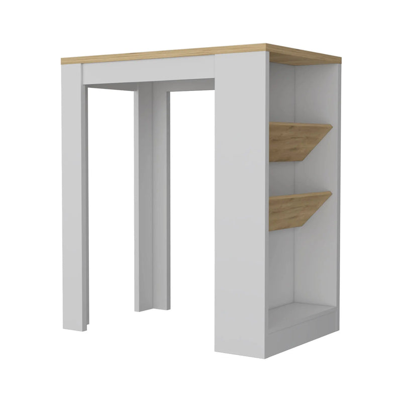 White And Natural 36" Kitchen Island With Storage Homeroots Kitchen & Dining