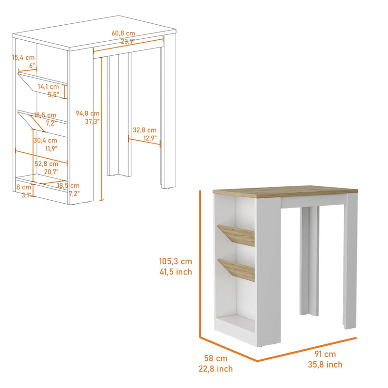 White And Natural 36" Kitchen Island With Storage Homeroots Kitchen & Dining