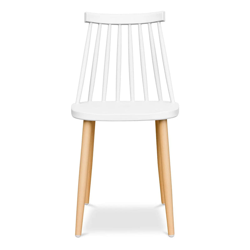 White And Natural Metal and Plastic Windsor Back Dining Side Chair Homeroots Kitchen & Dining