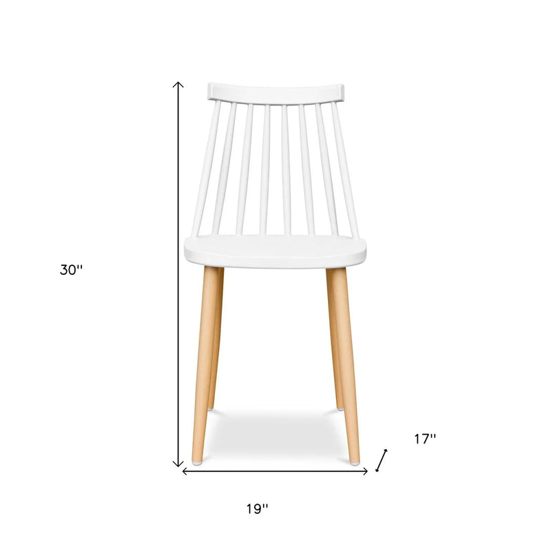 White And Natural Metal and Plastic Windsor Back Dining Side Chair Homeroots Kitchen & Dining