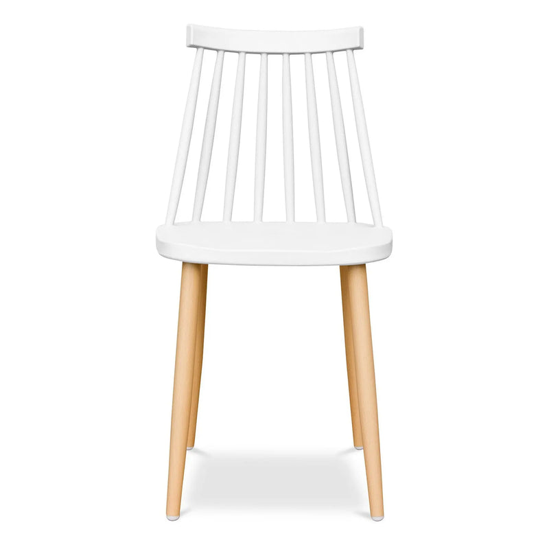 White And Natural Metal and Plastic Windsor Back Dining Side Chair Homeroots Kitchen & Dining