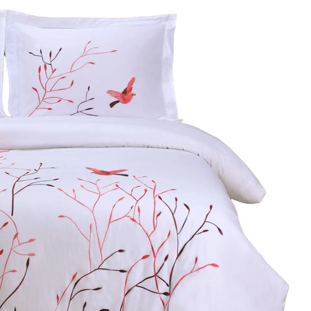 White And Red Queen Cotton Washable Duvet Cover Set With Two Shams Homeroots Bed & Bath