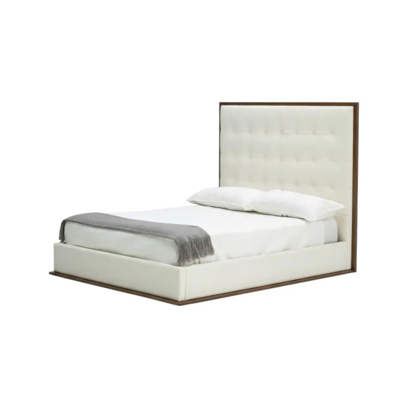White And Tufted Faux Leather King Bed Frame Homeroots Bed & Bath