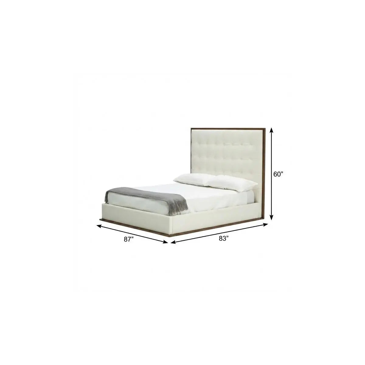 White And Tufted Faux Leather King Bed Frame Homeroots Bed & Bath