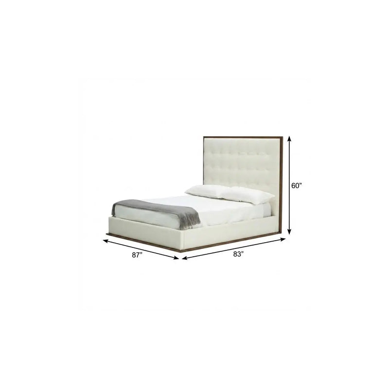 White And Tufted Faux Leather King Bed Frame Homeroots Bed & Bath