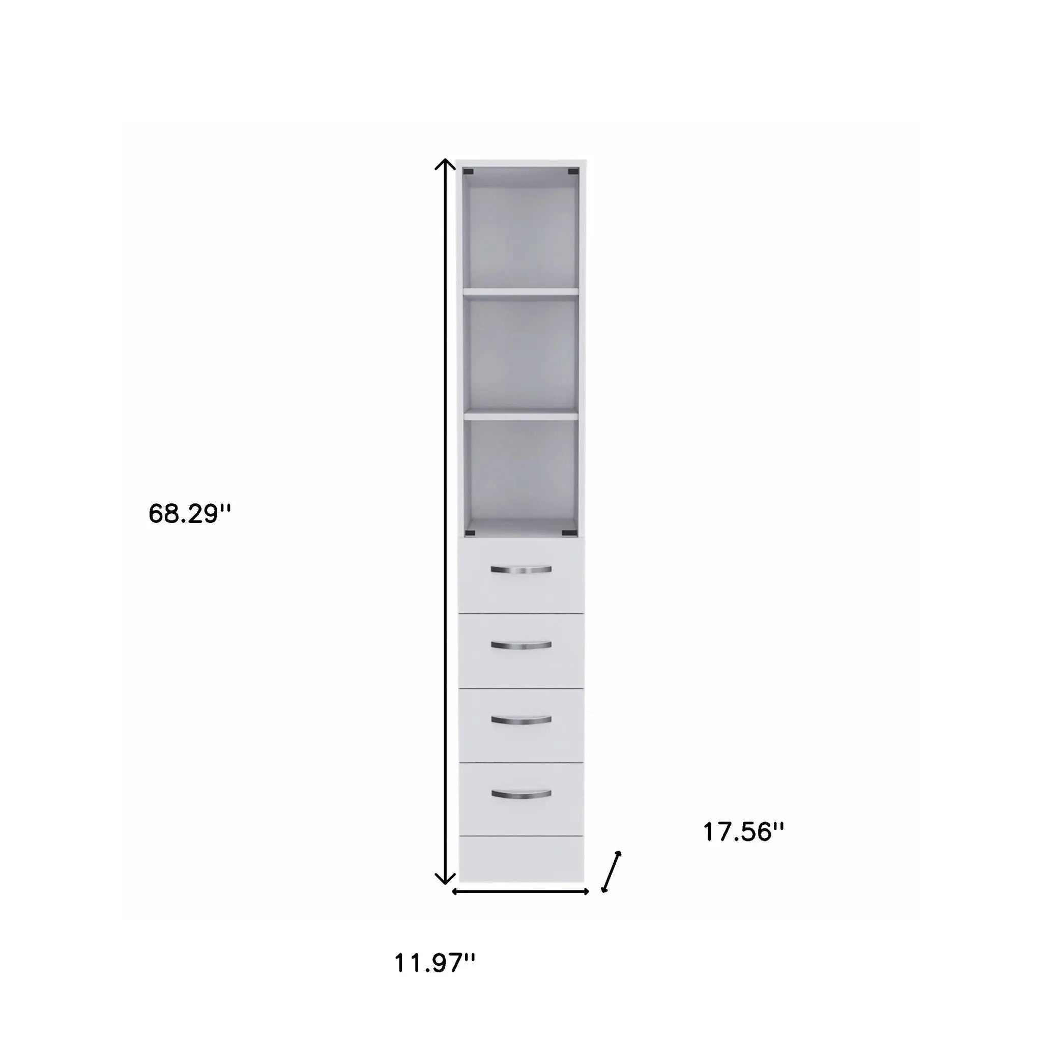 White Bathroom Storage Cabinet with Glass Door and Sliding Drawers Homeroots Kitchen & Dining