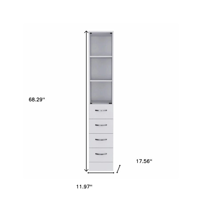 White Bathroom Storage Cabinet with Glass Door and Sliding Drawers Homeroots Kitchen & Dining