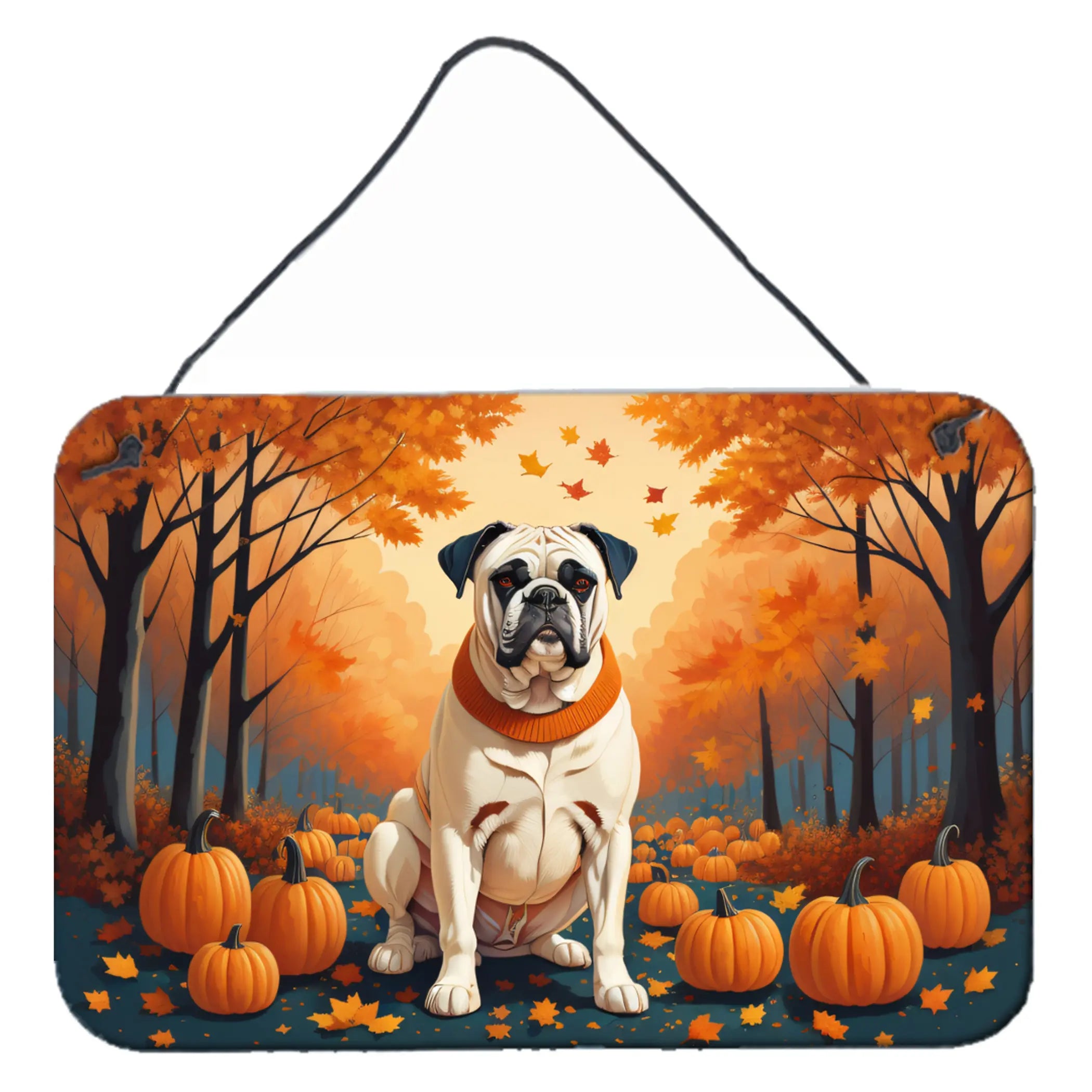 White Boxer Fall Wall or Door Hanging Prints Caroline's Treasures