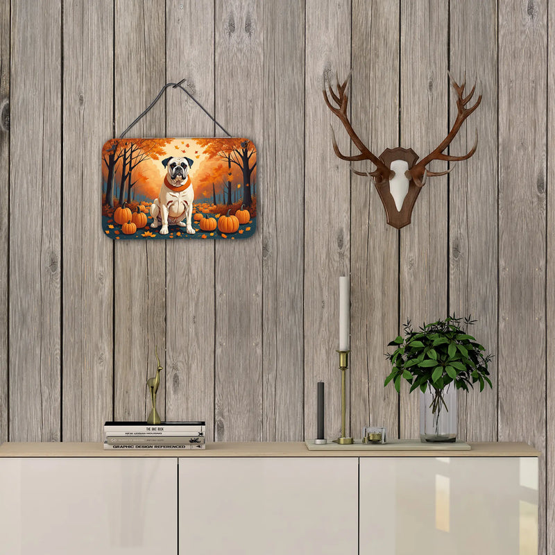 White Boxer Fall Wall or Door Hanging Prints Caroline's Treasures