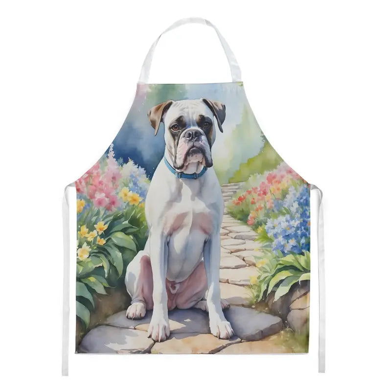 White Boxer Spring Path Apron Caroline's Treasures