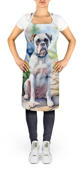 White Boxer Spring Path Apron Caroline's Treasures