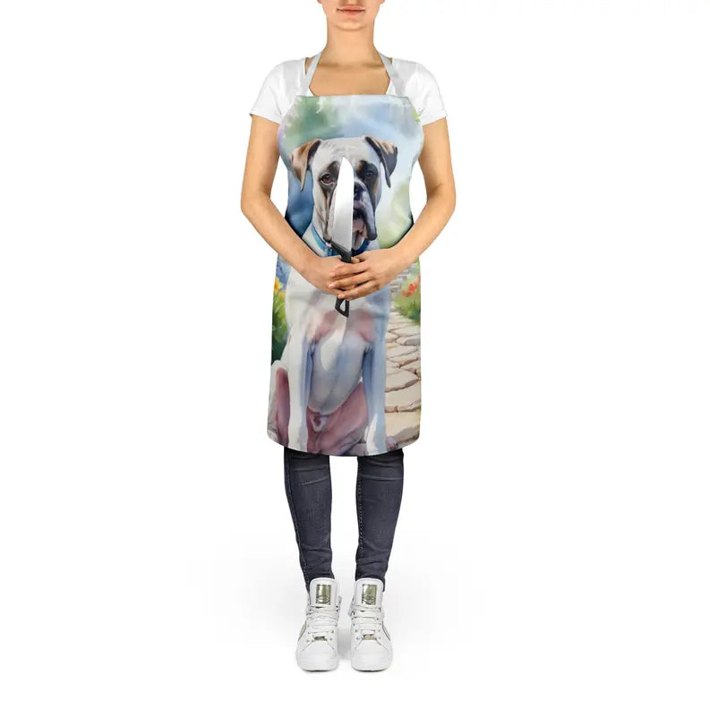 White Boxer Spring Path Apron Caroline's Treasures