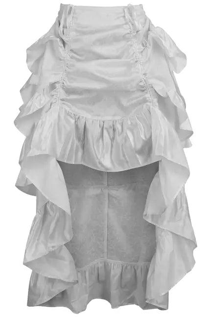 White Brocade Adjustable High Low Bustle Skirt Daisy Corsets