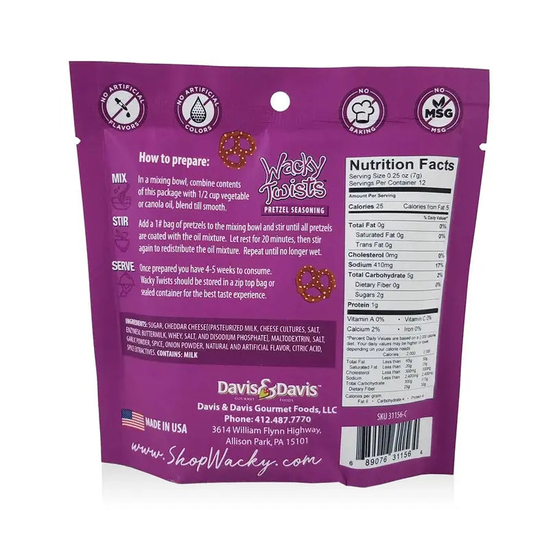 White Cheddar Wacky Twists Davis & Davis Gourmet Foods