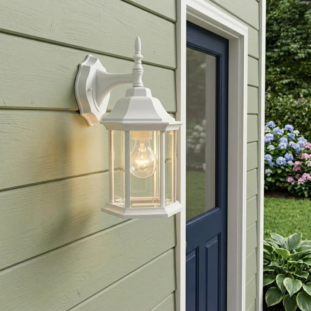 White Clear Glass Swing Arm Wall Light Homeroots Outdoor