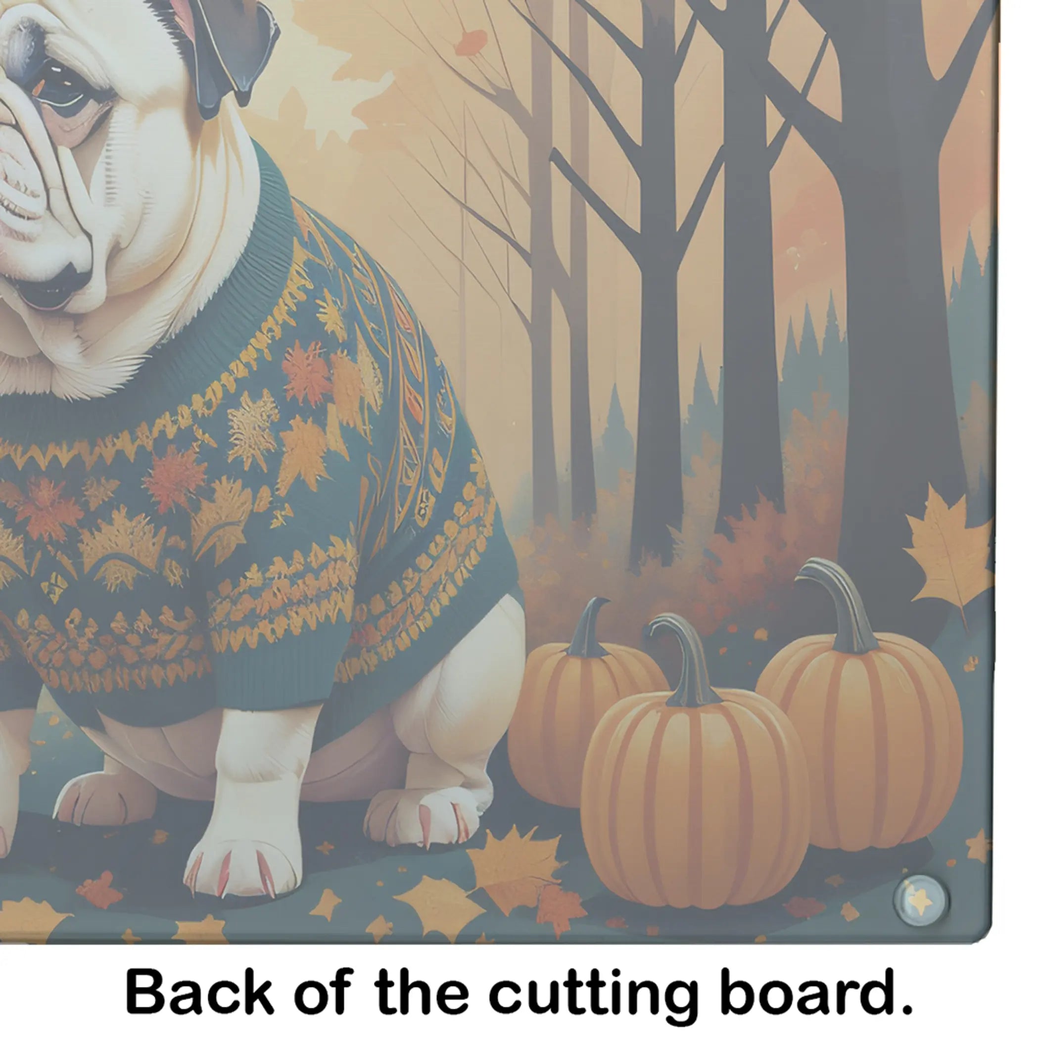 White English Bulldog Fall Glass Cutting Board Caroline's Treasures