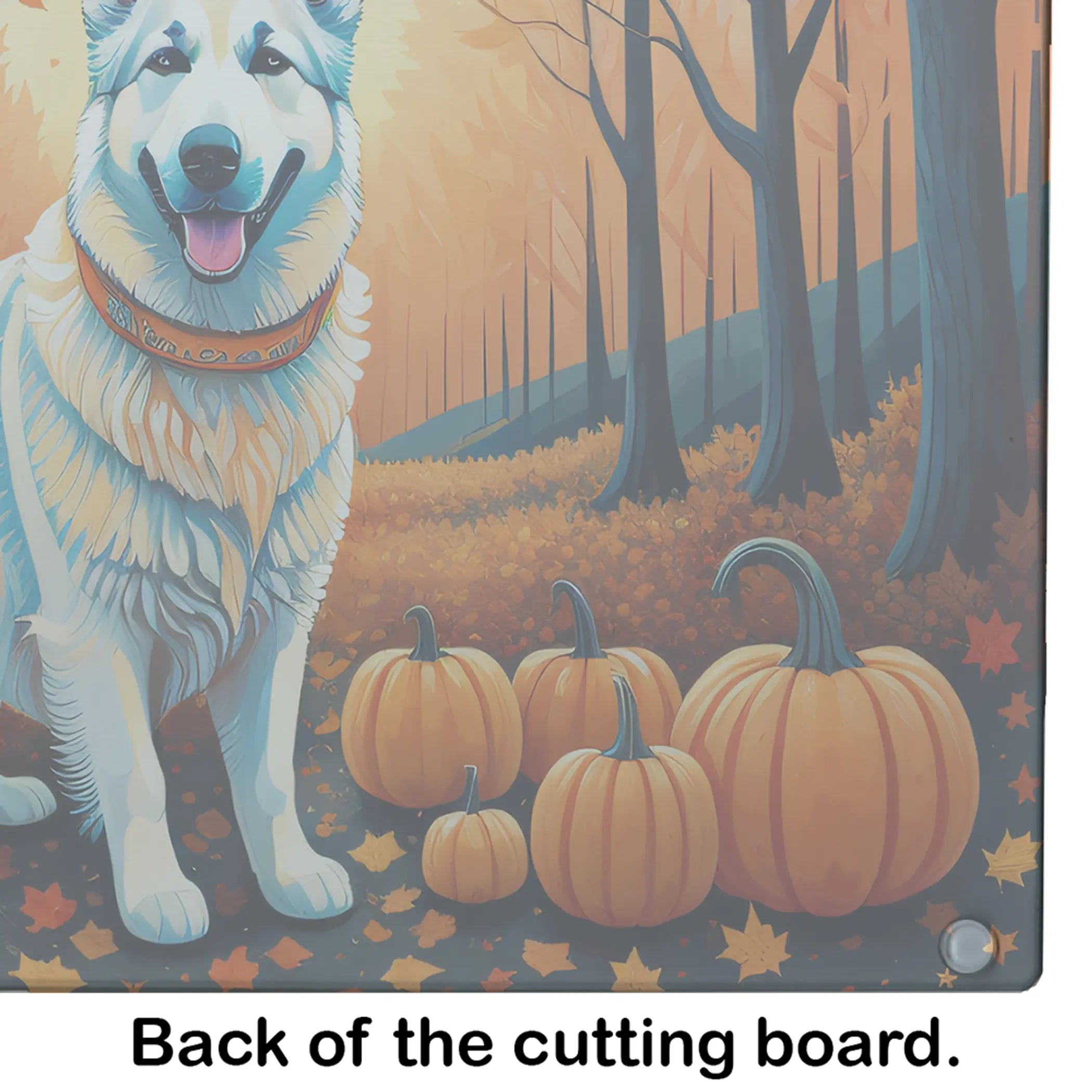 White German Shepherd Fall Glass Cutting Board Caroline's Treasures
