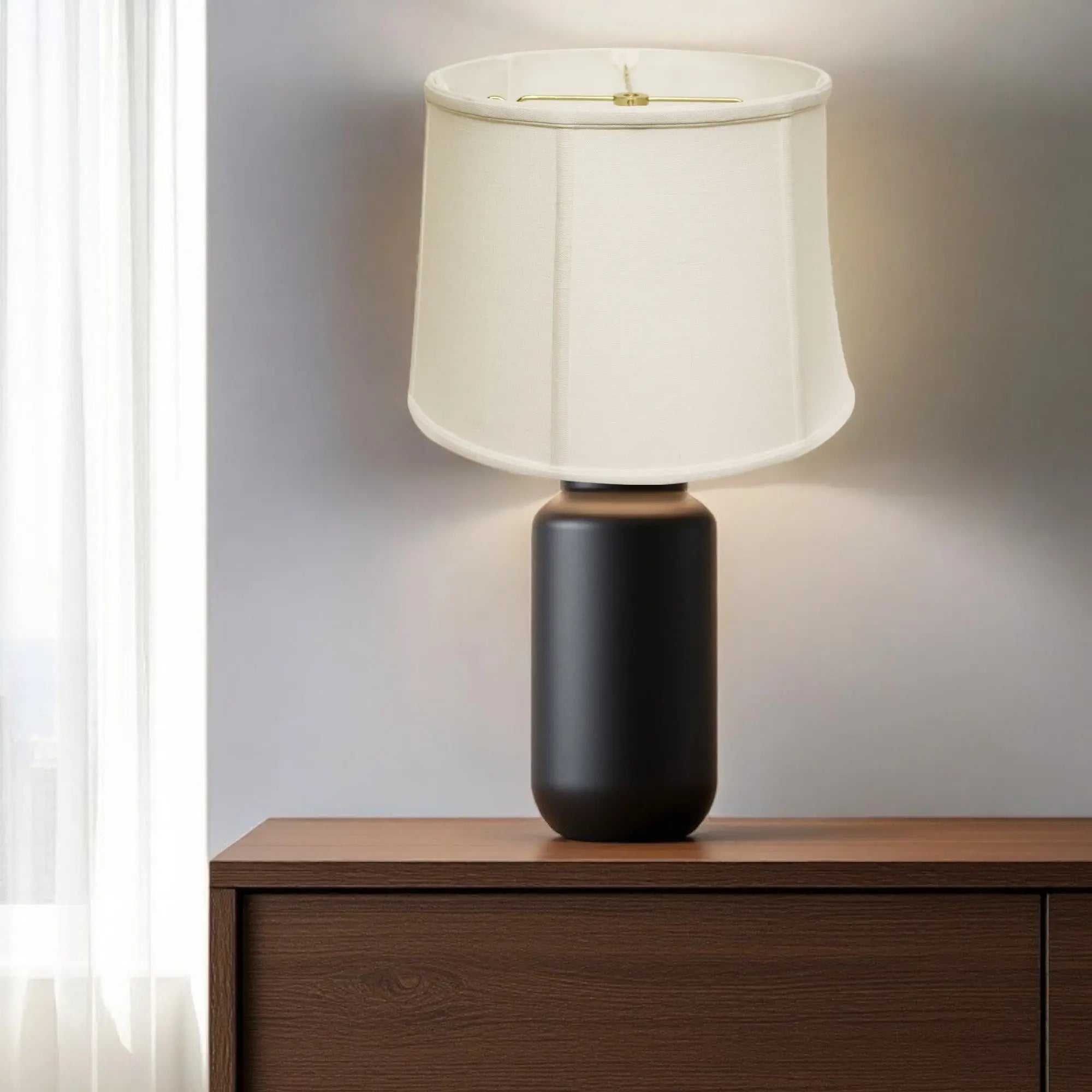 White Linen Drum Lamp Shade Homeroots Lighting