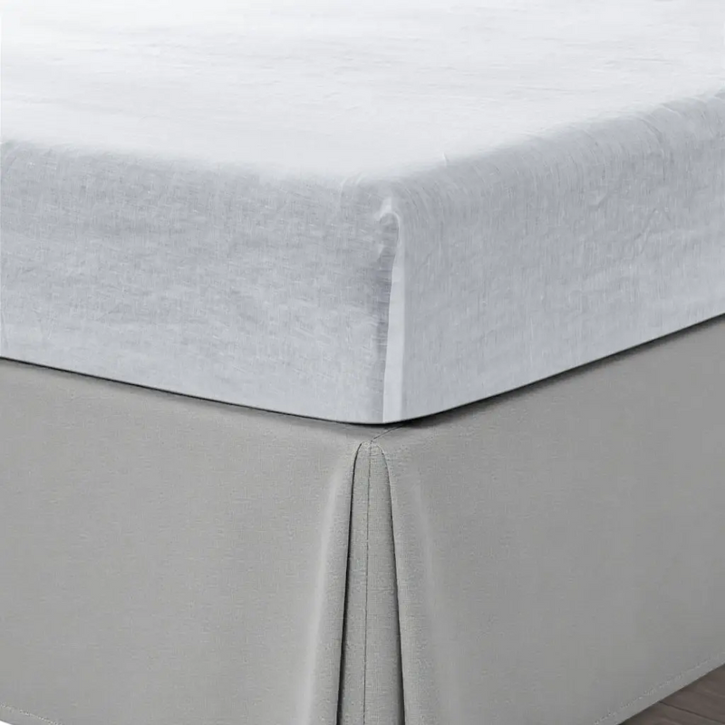 White Linen King Fitted sheet Homeroots Bed & Bath