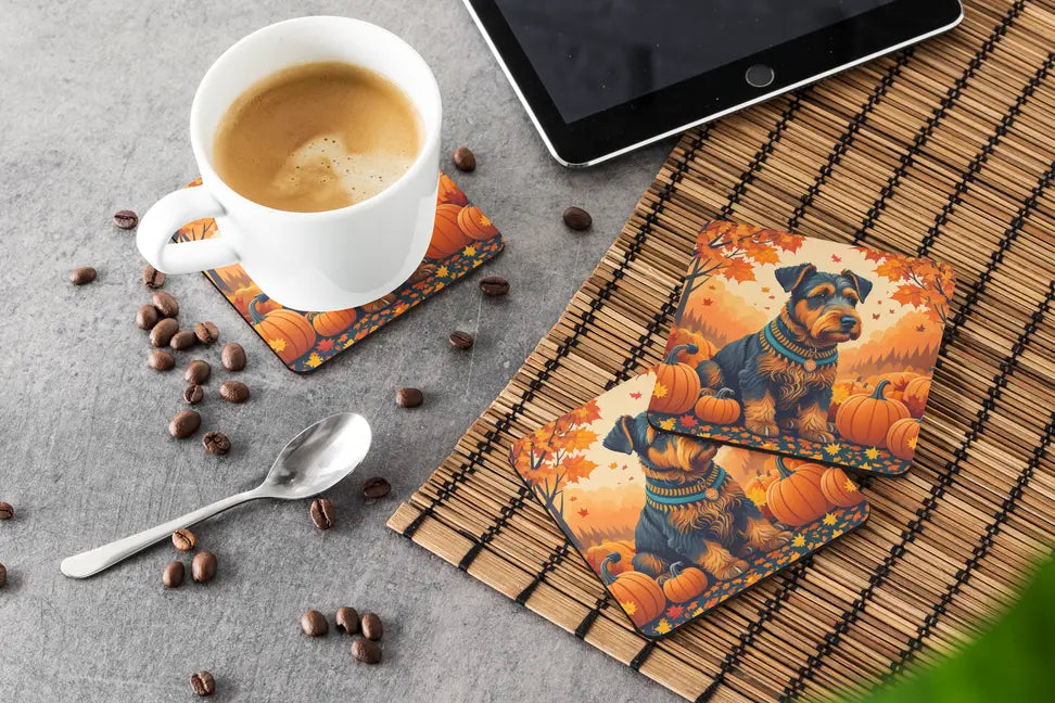White Pit Bull Terrier Fall Pair of Pot Holders Caroline's Treasures
