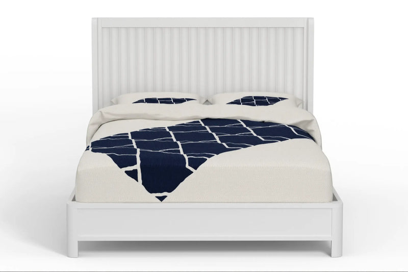 White Ribbed Texture Solid Wood California King Bed Frame Homeroots Bed & Bath