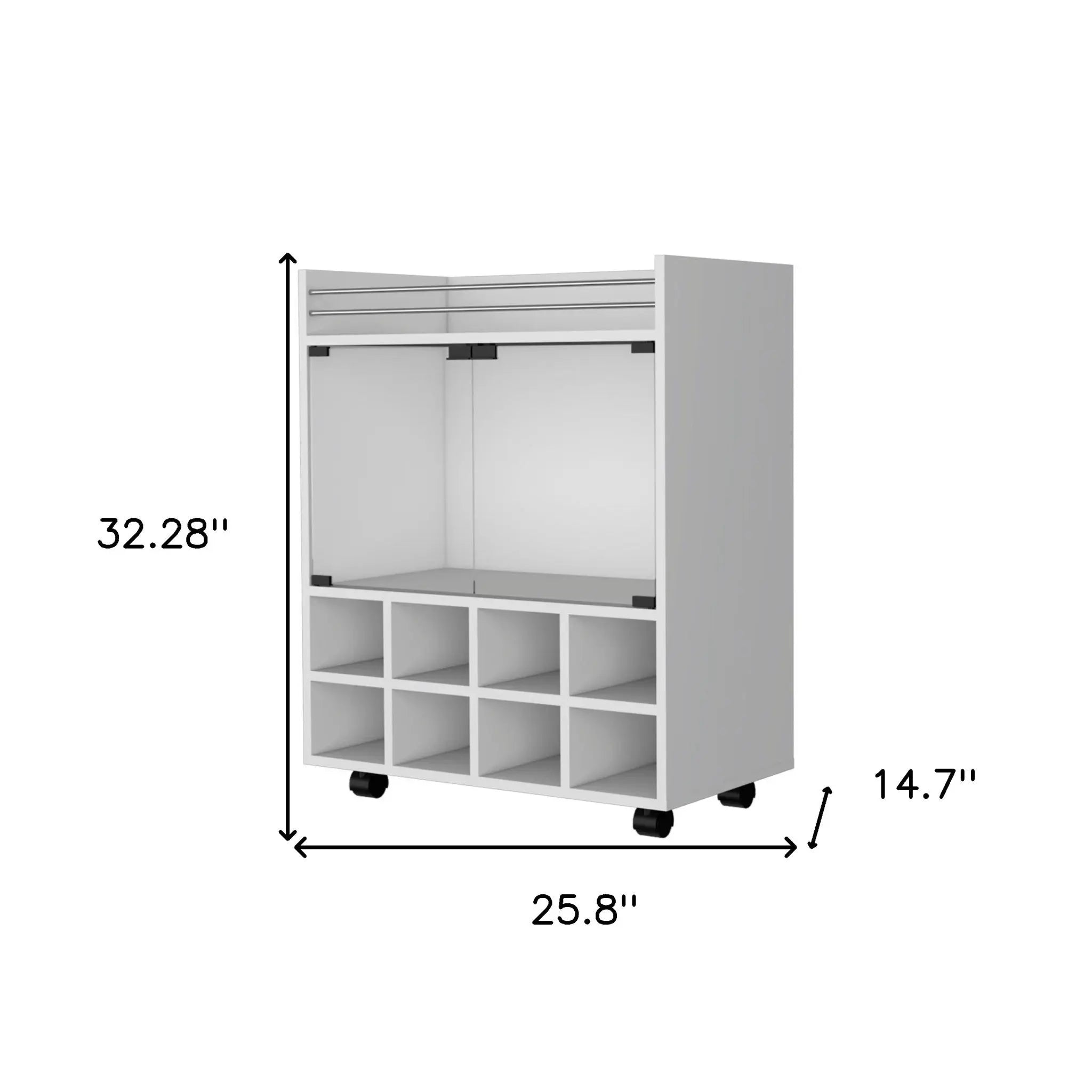 White Rolling Bar Cart With Wine Storage Homeroots Kitchen & Dining
