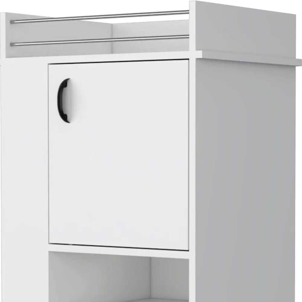 White Rolling Bar Cart With Wine Storage Homeroots Kitchen & Dining