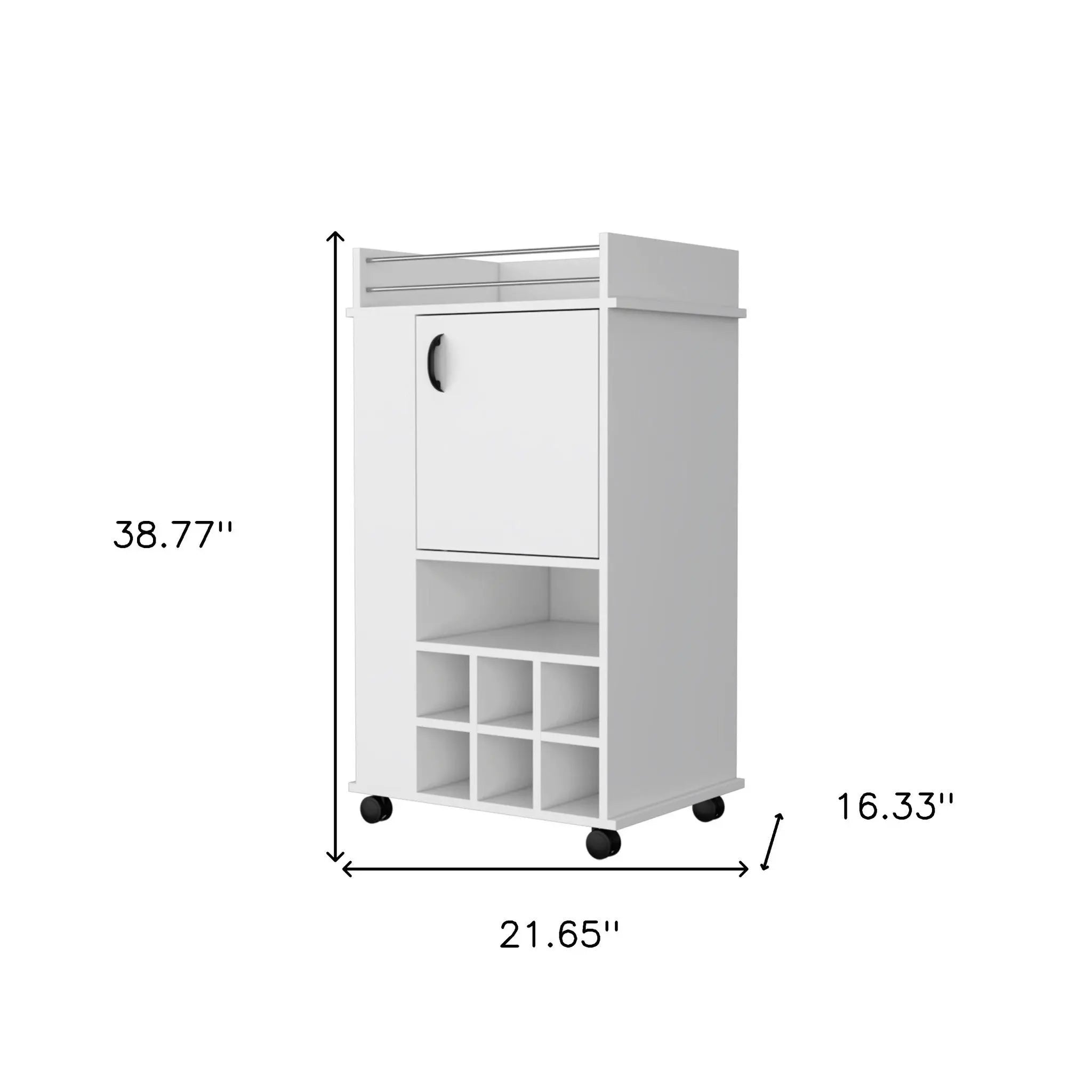 White Rolling Bar Cart With Wine Storage Homeroots Kitchen & Dining