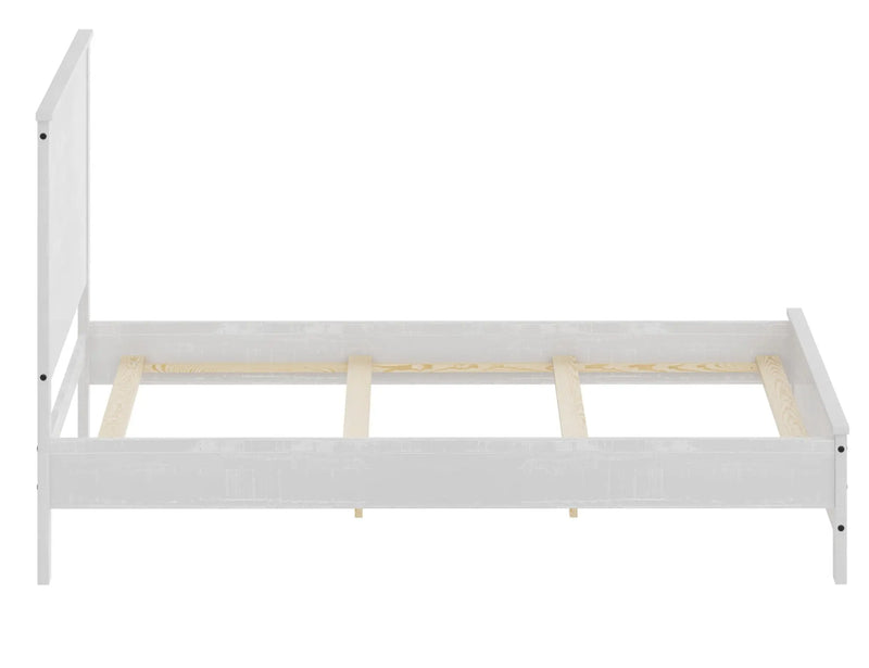 White Shiplap Texture Distressed Solid Wood Queen Bed Frame - GreatEagleInc