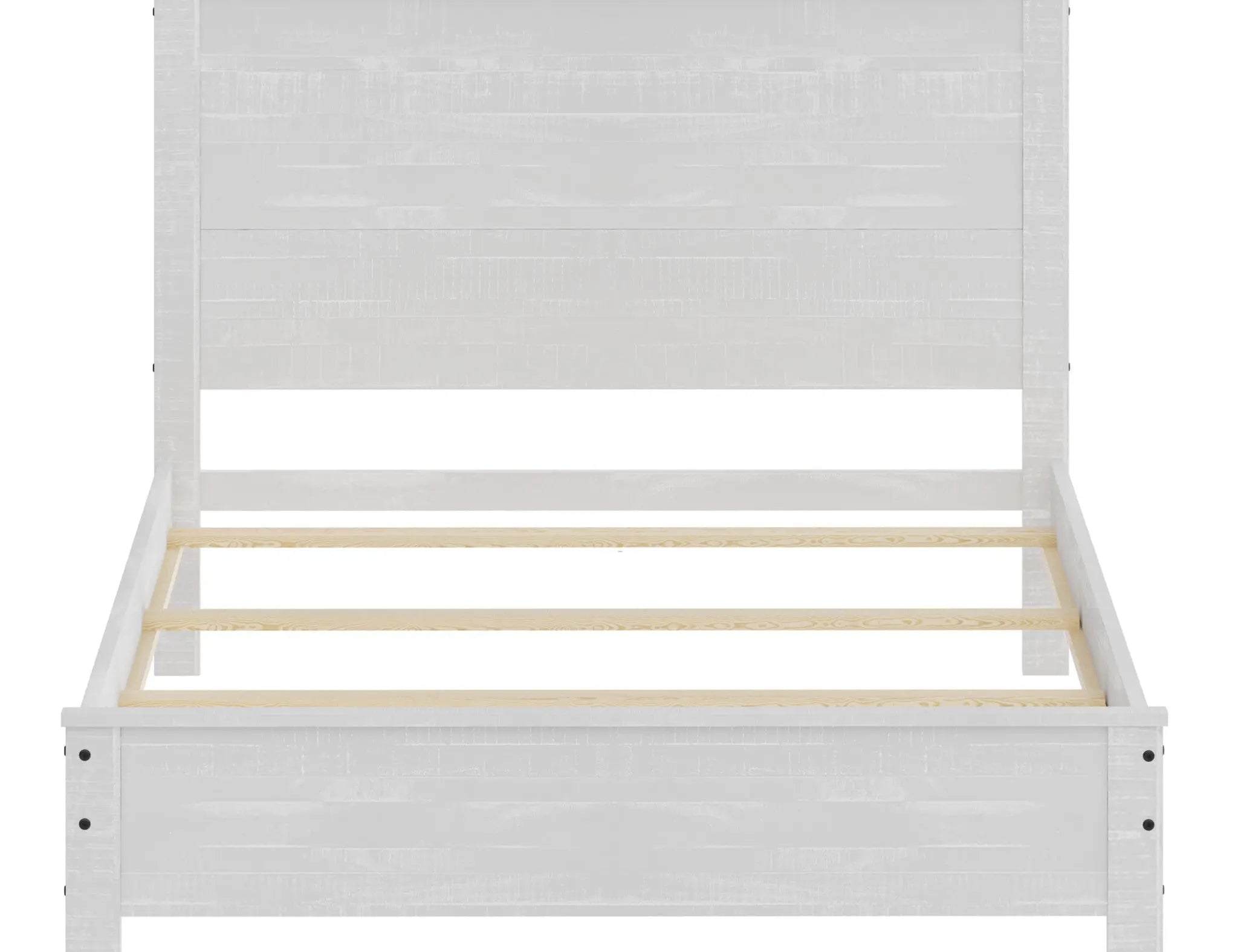White Shiplap Texture Distressed Solid Wood Queen Bed Frame - GreatEagleInc