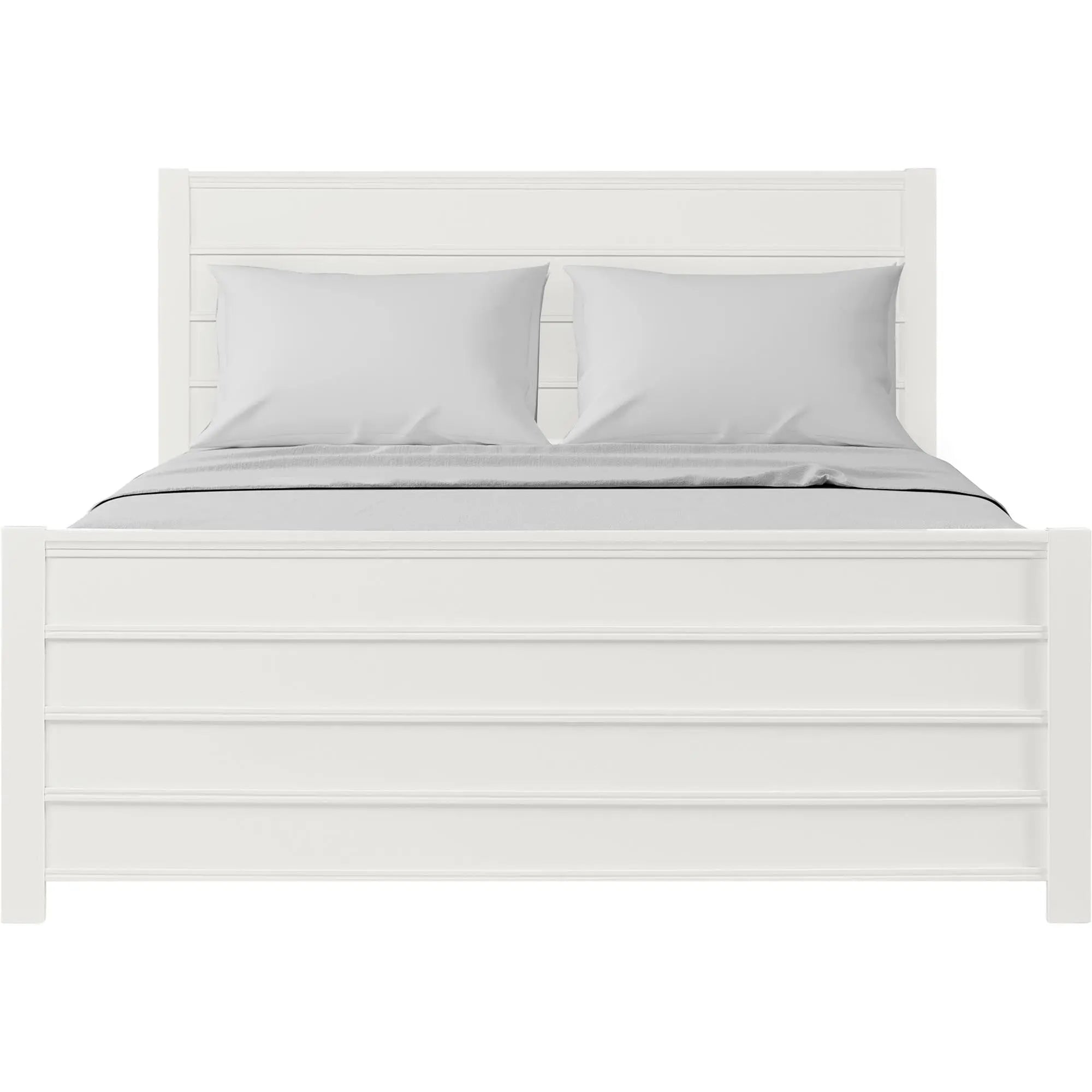 White Shiplap Texture Solid Wood King Bed Frame Homeroots Bed & Bath