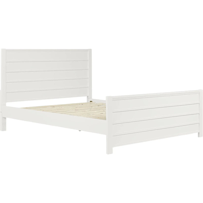 White Shiplap Texture Solid Wood King Bed Frame Homeroots Bed & Bath