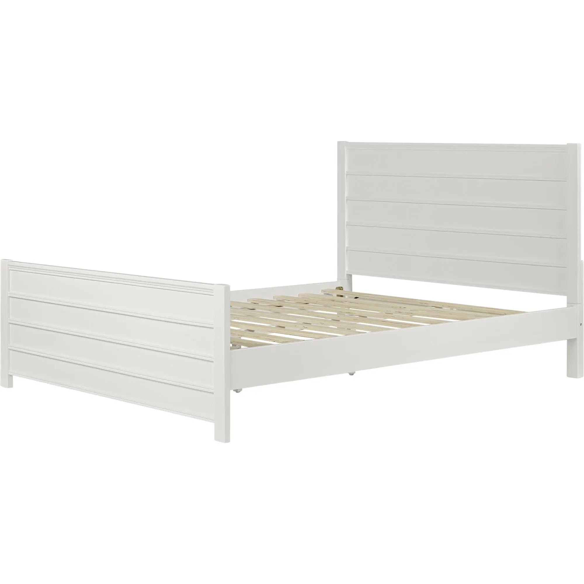 White Shiplap Texture Solid Wood King Bed Frame Homeroots Bed & Bath