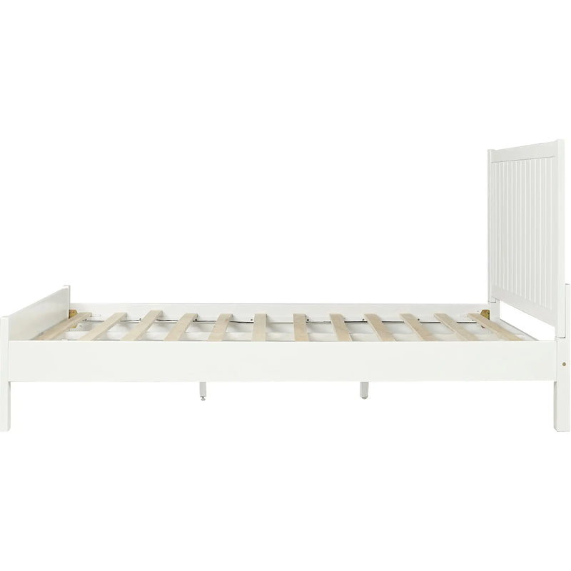 White Shiplap Texture Solid Wood King Bed Frame Homeroots Bed & Bath