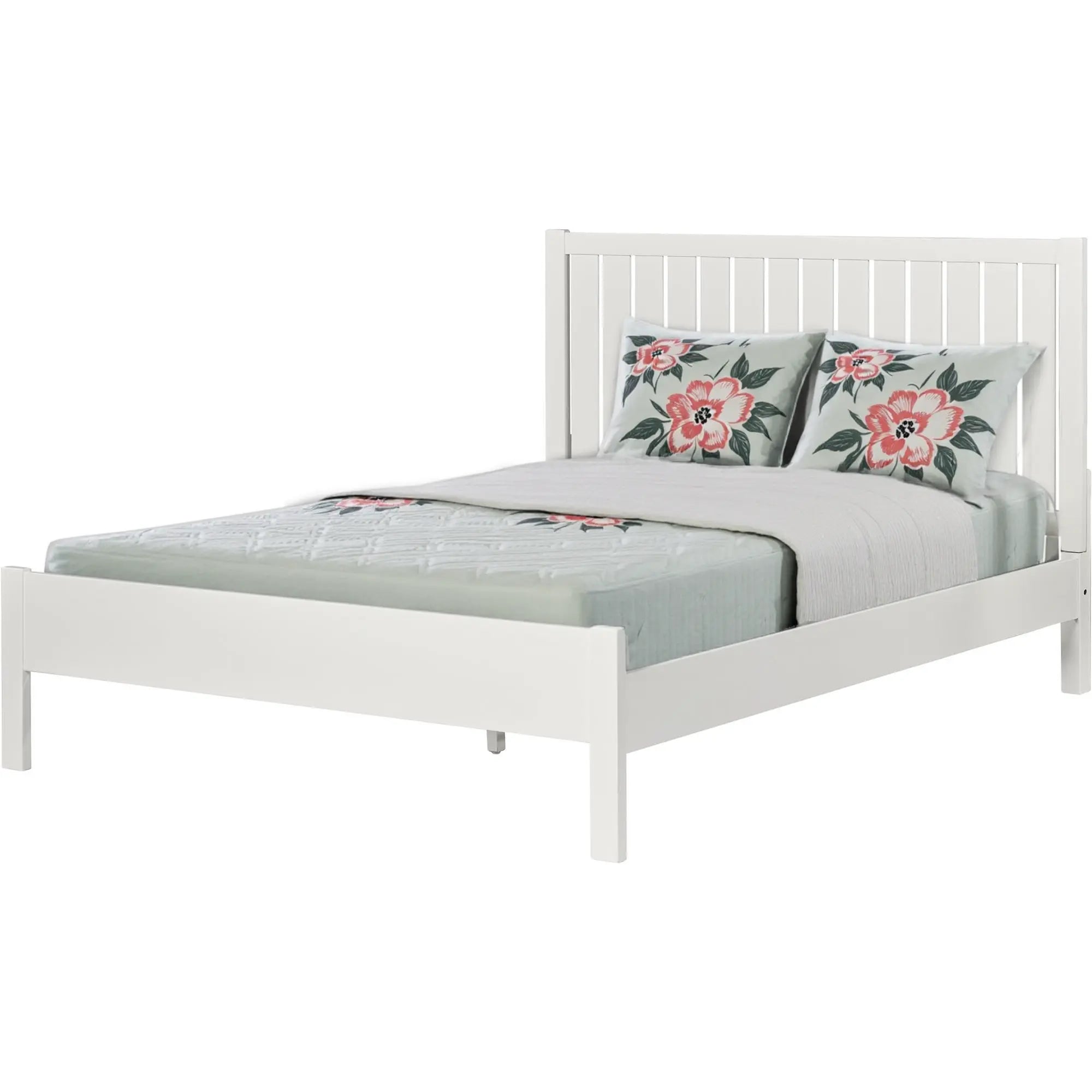 White Shiplap Texture Solid Wood King Bed Frame Homeroots Bed & Bath