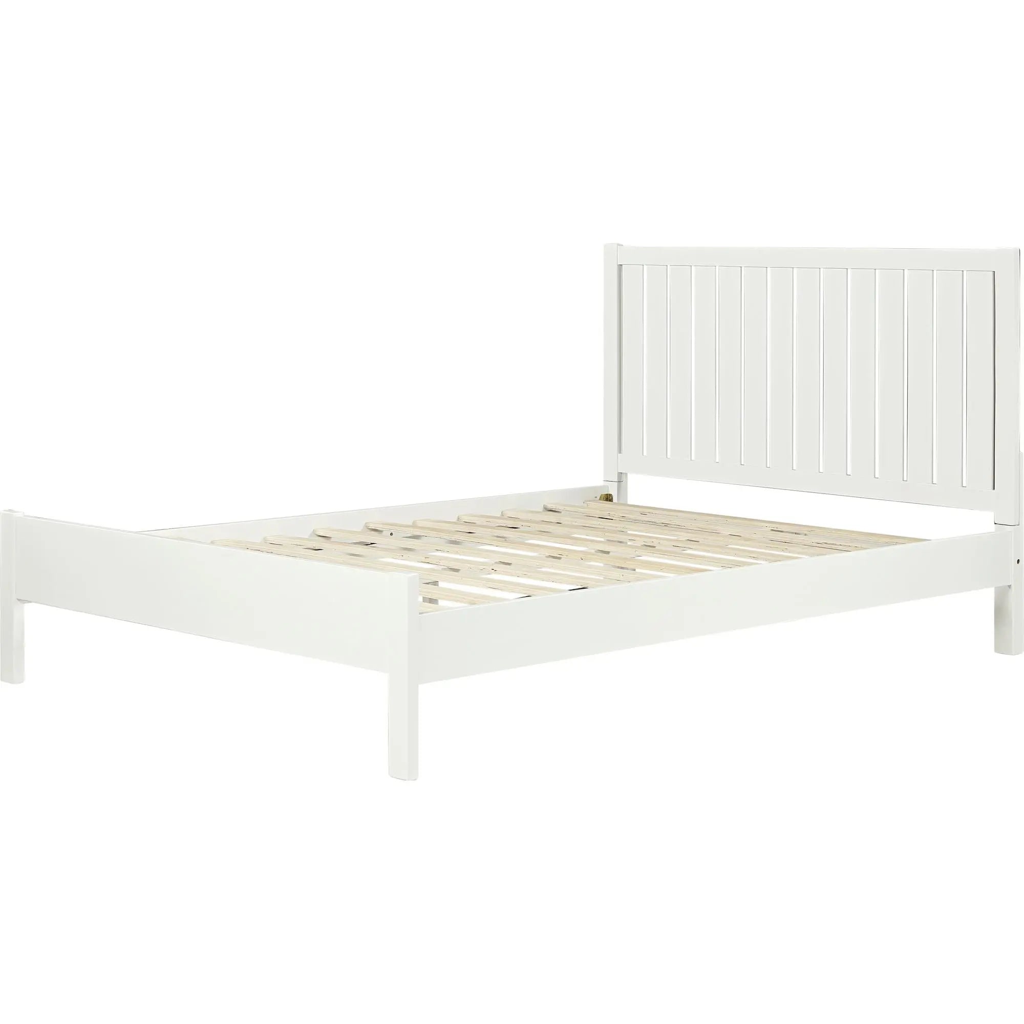 White Shiplap Texture Solid Wood King Bed Frame Homeroots Bed & Bath