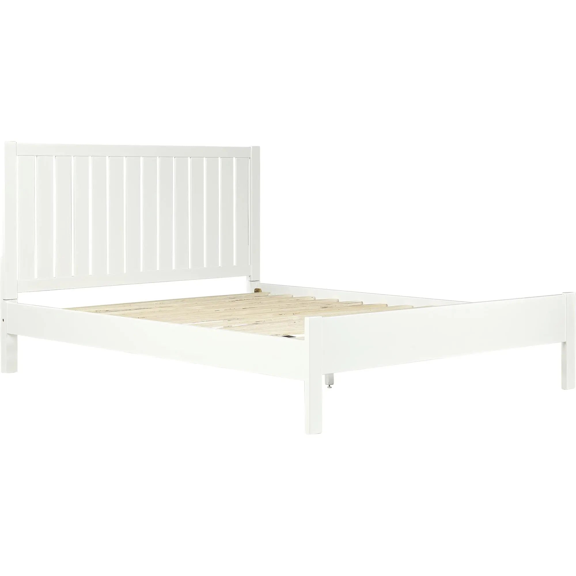 White Shiplap Texture Solid Wood King Bed Frame Homeroots Bed & Bath