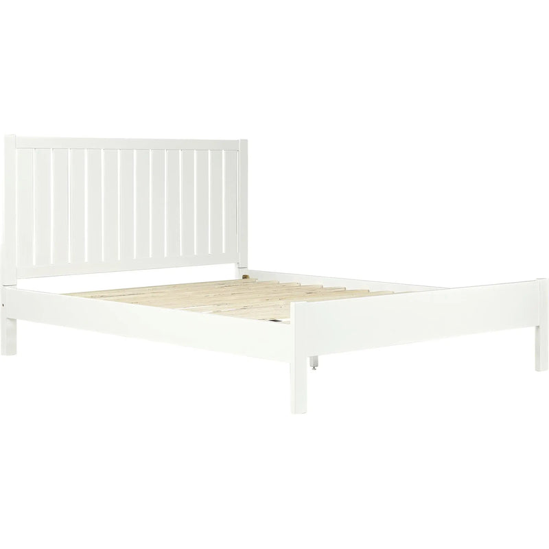 White Shiplap Texture Solid Wood King Bed Frame Homeroots Bed & Bath