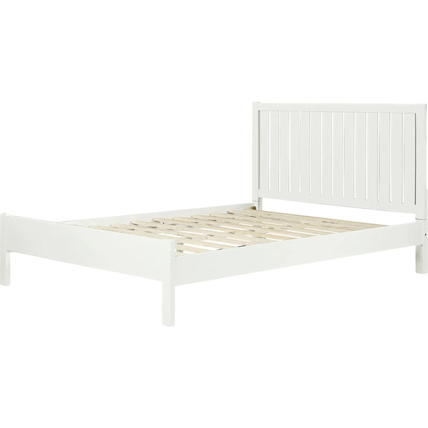 White Shiplap Texture Solid Wood Queen Bed Frame Homeroots Bed & Bath