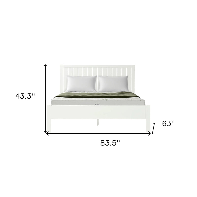 White Shiplap Texture Solid Wood Queen Bed Frame Homeroots Bed & Bath