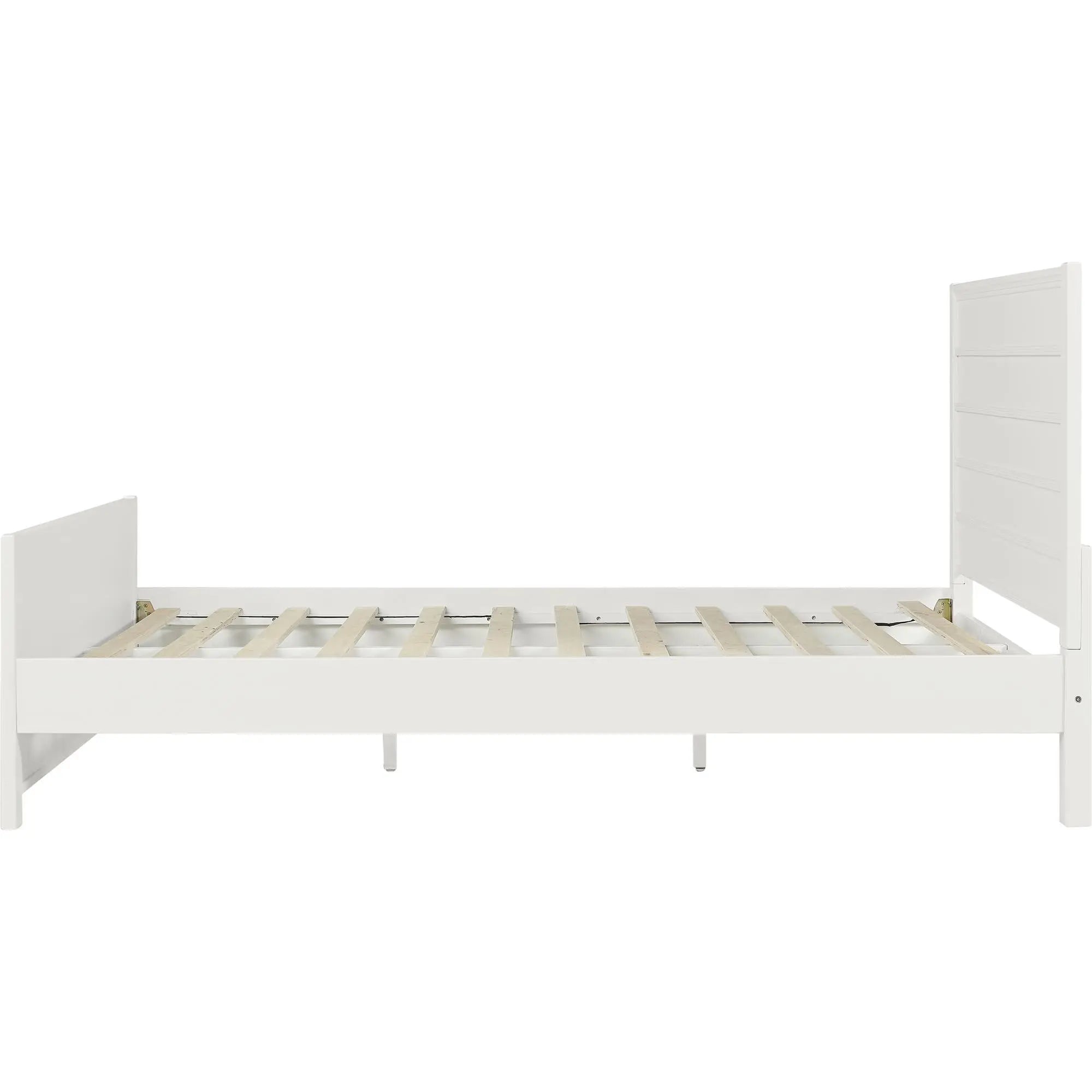 White Shiplap Texture Solid Wood Queen Bed Frame Homeroots Bed & Bath