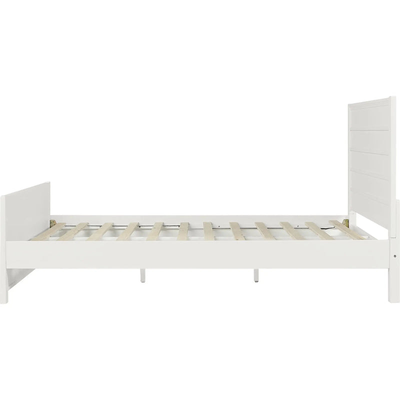 White Shiplap Texture Solid Wood Queen Bed Frame Homeroots Bed & Bath