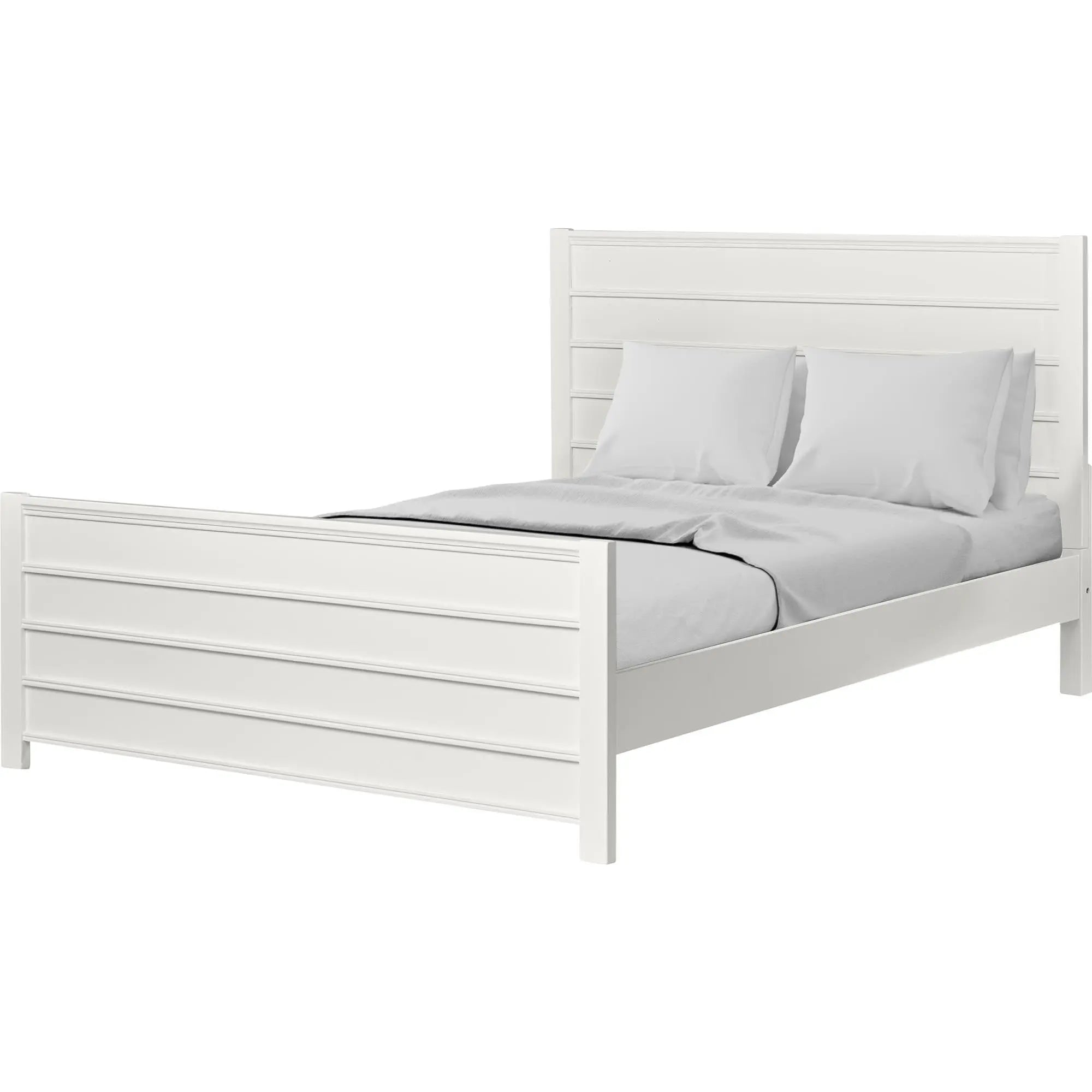 White Shiplap Texture Solid Wood Queen Bed Frame Homeroots Bed & Bath