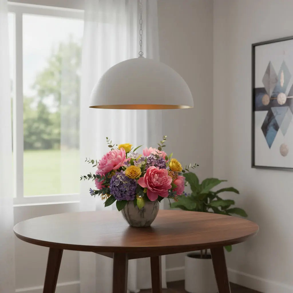 White Single Metal Dimmable Ceiling Light With White Shades Homeroots Lighting